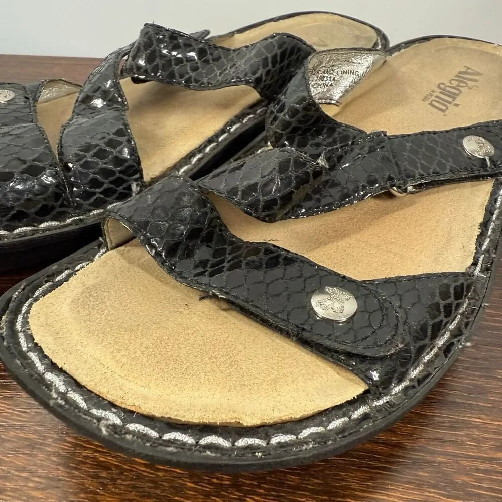 Alegria Womens Venice black leather slide sandal ven 701 size 38 1.5